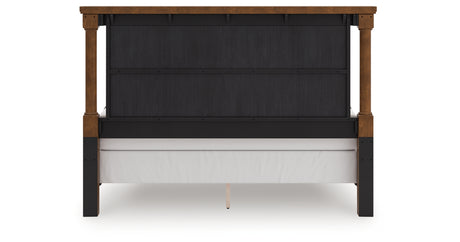 Rowlenstown California King Poster Bed with Mirrored Dresser in Brown from Ashley - Luna Furniture