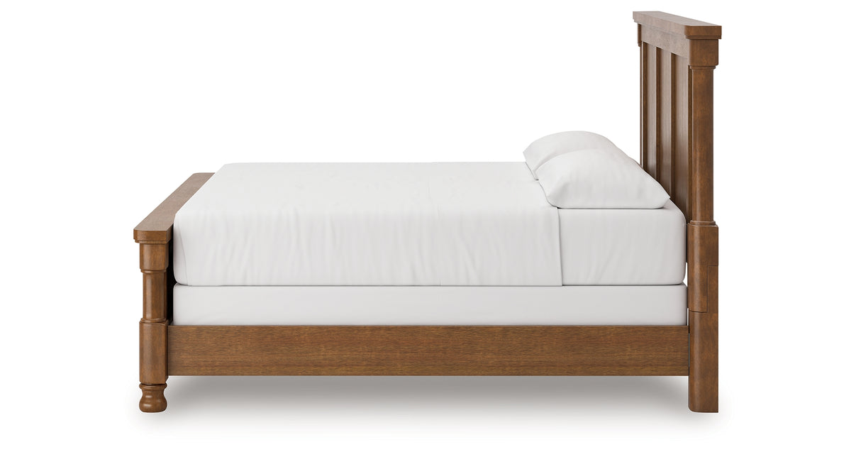 Rowlenstown California King Poster Bed with Dresser in Brown from Ashley - Luna Furniture