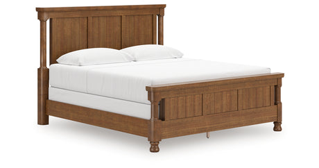 Rowlenstown California King Poster Bed with Dresser in Brown from Ashley - Luna Furniture
