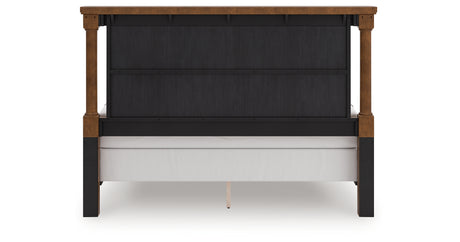 Rowlenstown California King Poster Bed with Dresser and Nightstand in Brown from Ashley - Luna Furniture