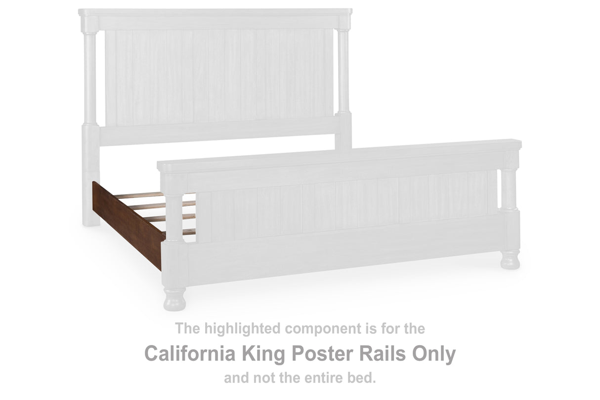 Rowlenstown Brown California King Poster Rails from Ashley Furniture - Luna Furniture