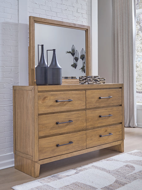 Sherbana Light Brown Dresser and Mirror from Ashley Furniture - Luna Furniture