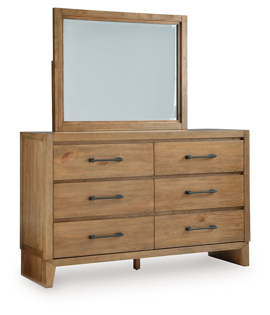 Sherbana Light Brown Dresser and Mirror from Ashley Furniture - Luna Furniture