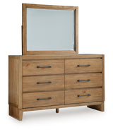 Sherbana Light Brown Dresser and Mirror from Ashley Furniture - Luna Furniture