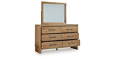 Sherbana Light Brown Dresser and Mirror from Ashley Furniture - Luna Furniture