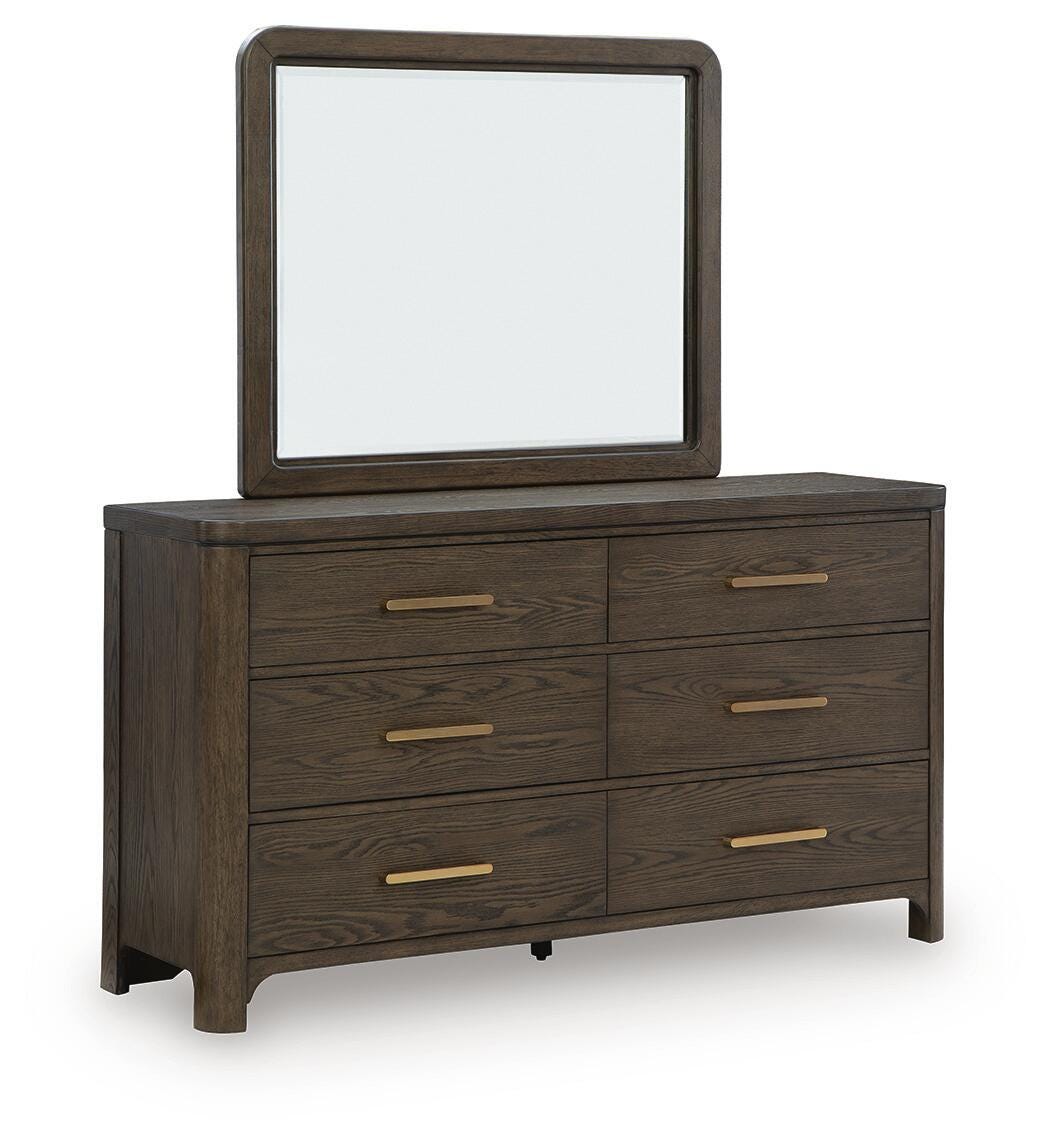 Radkin Burnished Brown Dresser and Mirror from Ashley - Luna Furniture