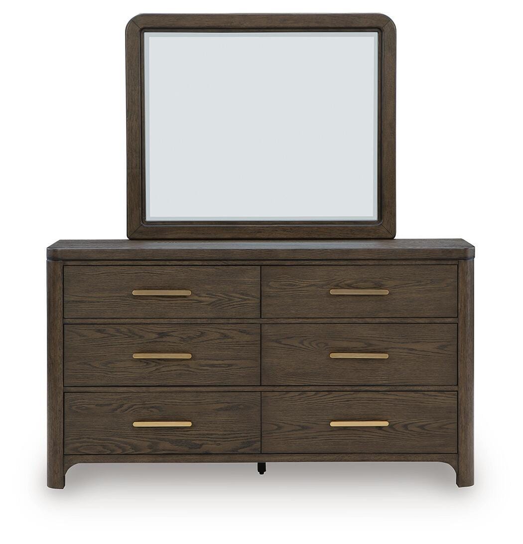 Radkin Burnished Brown Dresser and Mirror from Ashley - Luna Furniture