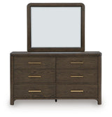 Radkin Burnished Brown Dresser and Mirror from Ashley - Luna Furniture