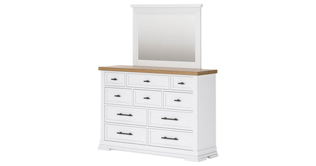 Ashbryn King Panel Storage Bed with Mirrored Dresser and Nightstand in White/Natural from Ashley - Luna Furniture