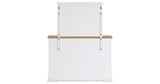 Ashbryn Queen Panel Storage Bed with Mirrored Dresser and Nightstand in White/Natural from Ashley - Luna Furniture