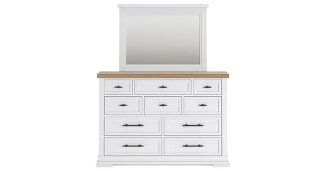 Ashbryn King Panel Storage Bed with Mirrored Dresser, Chest and 2 Nightstands in White/Natural from Ashley - Luna Furniture