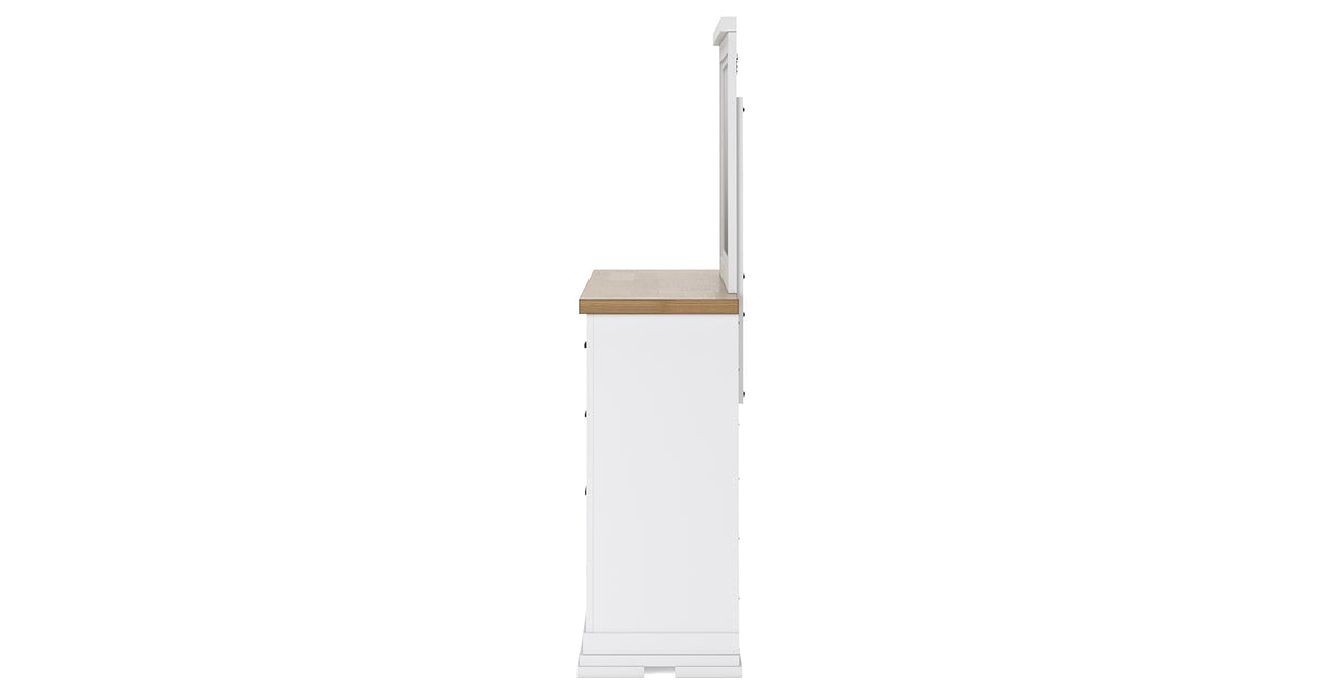 Ashbryn California King Panel Storage Bed with Mirrored Dresser in White/Natural from Ashley - Luna Furniture