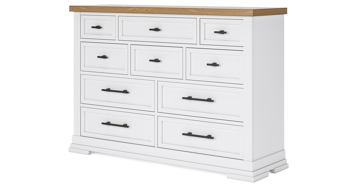 Ashbryn White/Natural Queen Panel Storage Bed with Dresser and 2 Nightstands from Ashley Furniture - Luna Furniture