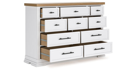 Ashbryn White/Natural Queen Panel Storage Bed with Dresser and 2 Nightstands from Ashley Furniture - Luna Furniture