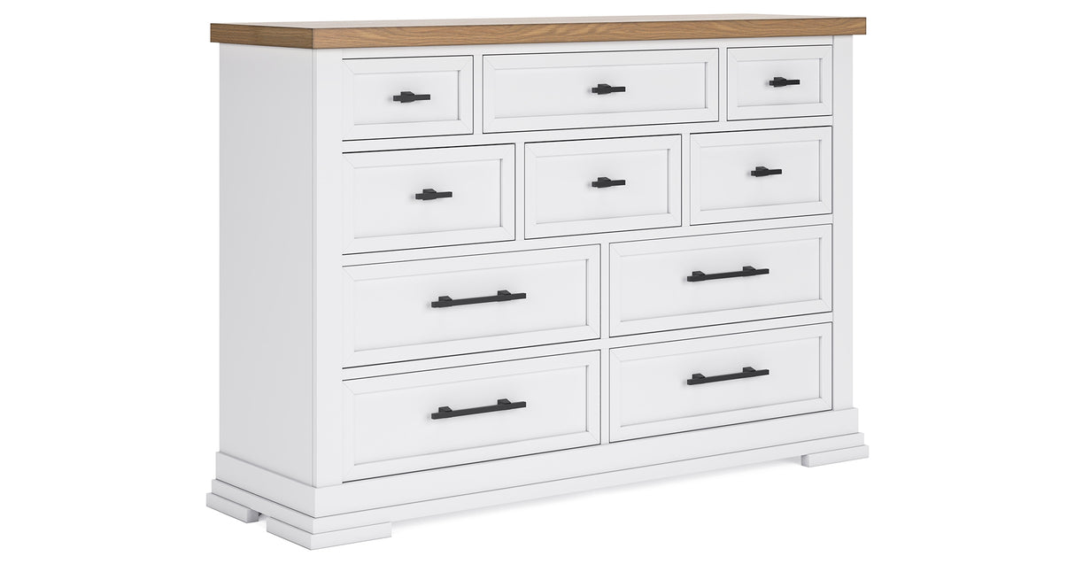 Ashbryn White/Natural King Panel Storage Bed with Dresser from Ashley - Luna Furniture