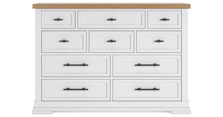 Ashbryn White/Natural California King Panel Storage Bed with Dresser from Ashley - Luna Furniture
