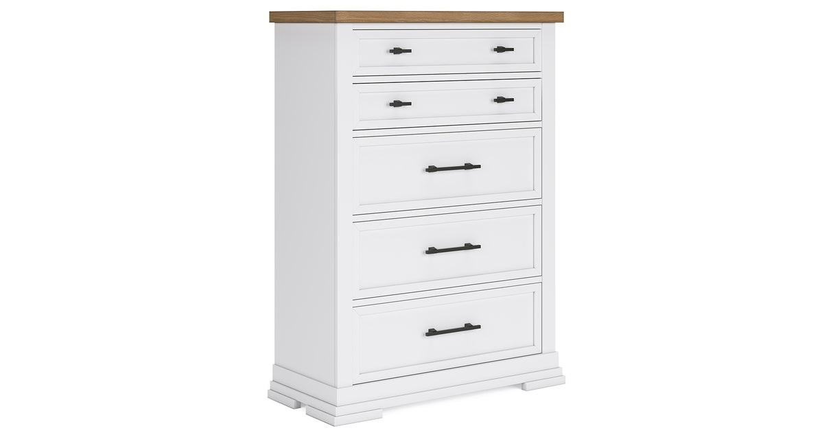 Ashbryn White/Natural Chest of Drawers from Ashley - Luna Furniture