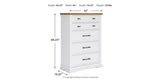 Ashbryn California King Panel Storage Bed with Mirrored Dresser and Chest in White/Natural from Ashley - Luna Furniture