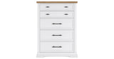 Ashbryn King Panel Storage Bed with Mirrored Dresser, Chest and 2 Nightstands in White/Natural from Ashley Furniture - Luna Furniture
