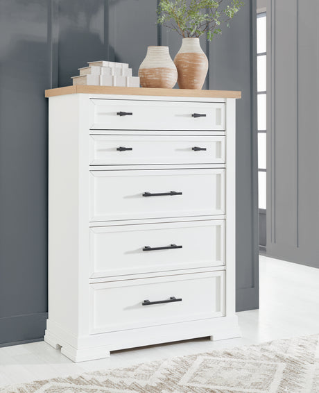 Ashbryn White/Natural Chest of Drawers from Ashley - Luna Furniture