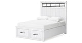 Ashbryn Queen Panel Storage Bed with Mirrored Dresser and Nightstand in White/Natural from Ashley - Luna Furniture