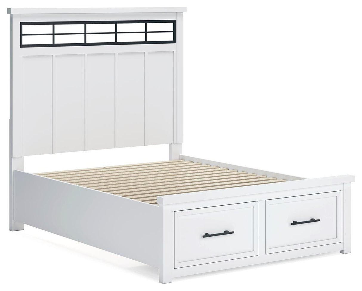 Ashbryn White/Natural Queen Storage Platform Bed from Ashley - Luna Furniture