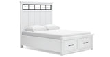Ashbryn Queen Panel Storage Bed with Mirrored Dresser and Nightstand in White/Natural from Ashley - Luna Furniture