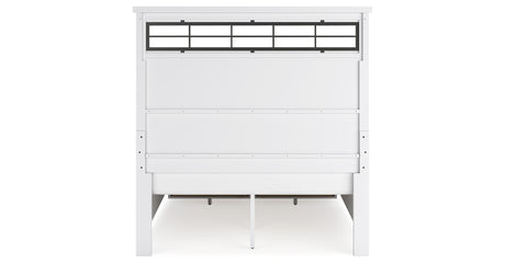 Ashbryn Queen Panel Storage Bed with Mirrored Dresser and Nightstand in White/Natural from Ashley - Luna Furniture