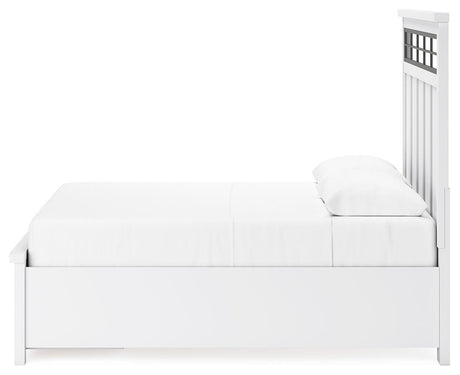 Ashbryn Queen Panel Storage Bed, Dresser and Mirror in White/Natural from Ashley - Luna Furniture