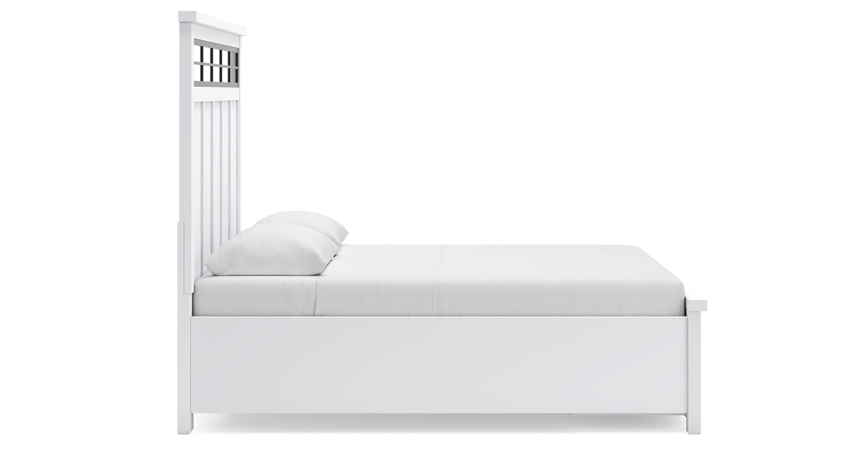 Ashbryn Queen Panel Storage Bed with Mirrored Dresser and Nightstand in White/Natural from Ashley - Luna Furniture