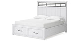 Ashbryn California King Panel Storage Bed with Mirrored Dresser and Chest in White/Natural from Ashley - Luna Furniture