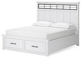 Ashbryn California King Panel Storage Bed, Dresser and Mirror in White/Natural from Ashley - Luna Furniture