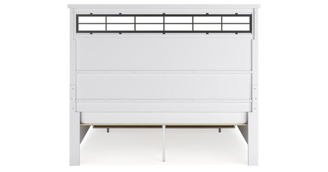 Ashbryn California King Panel Storage Bed with Mirrored Dresser, Chest and Nightstand in White/Natural from Ashley - Luna Furniture