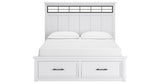 Ashbryn California King Panel Storage Bed with Mirrored Dresser and Chest in White/Natural from Ashley - Luna Furniture