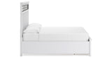 Ashbryn California King Panel Storage Bed with Mirrored Dresser and Chest in White/Natural from Ashley - Luna Furniture