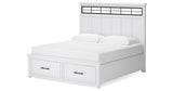 Ashbryn White/Natural King Storage Platform Bed from Ashley Furniture - Luna Furniture