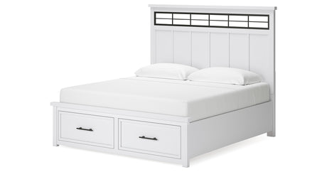 Ashbryn White/Natural King Panel Storage Bed with 2 Nightstands from Ashley - Luna Furniture