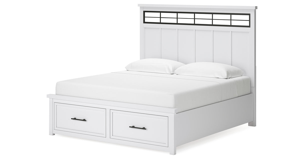 Ashbryn White/Natural King Panel Storage Bed with Dresser and 2 Nightstands from Ashley - Luna Furniture