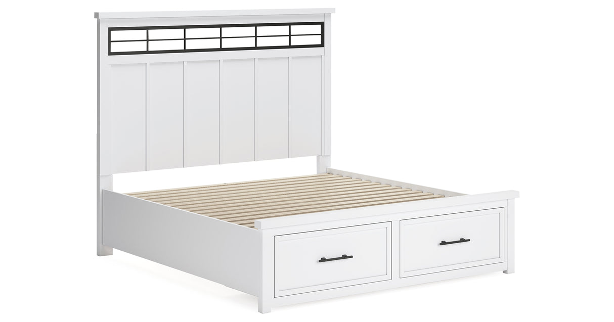 Ashbryn White/Natural King Storage Platform Bed from Ashley Furniture - Luna Furniture