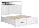 Ashbryn King Panel Storage Bed, Dresser and Mirror in White/Natural from Ashley - Luna Furniture