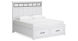Ashbryn White/Natural King Storage Platform Bed from Ashley Furniture - Luna Furniture