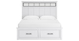 Ashbryn King Panel Storage Bed with Mirrored Dresser and Chest in White/Natural from Ashley - Luna Furniture
