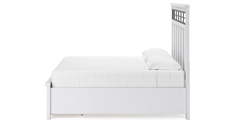 Ashbryn King Panel Storage Bed with Mirrored Dresser and Nightstand in White/Natural from Ashley - Luna Furniture