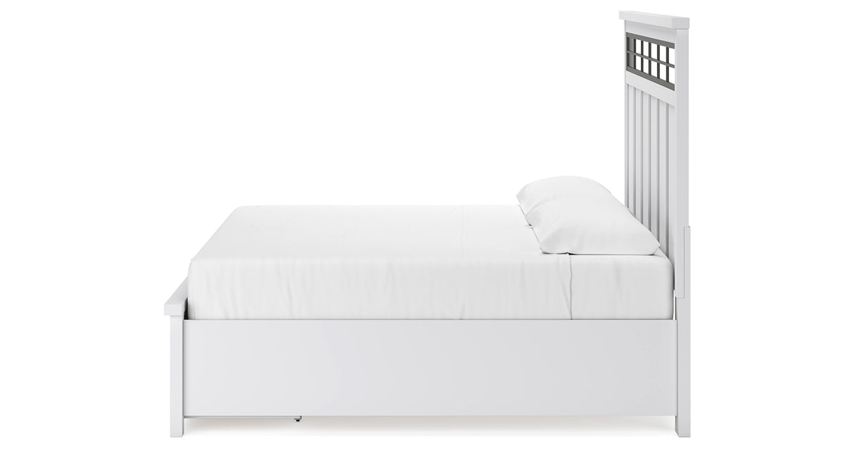 Ashbryn White/Natural King Panel Storage Bed with Dresser and 2 Nightstands from Ashley - Luna Furniture