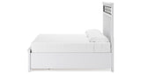 Ashbryn King Panel Storage Bed with Mirrored Dresser and 2 Nightstands in White/Natural from Ashley - Luna Furniture