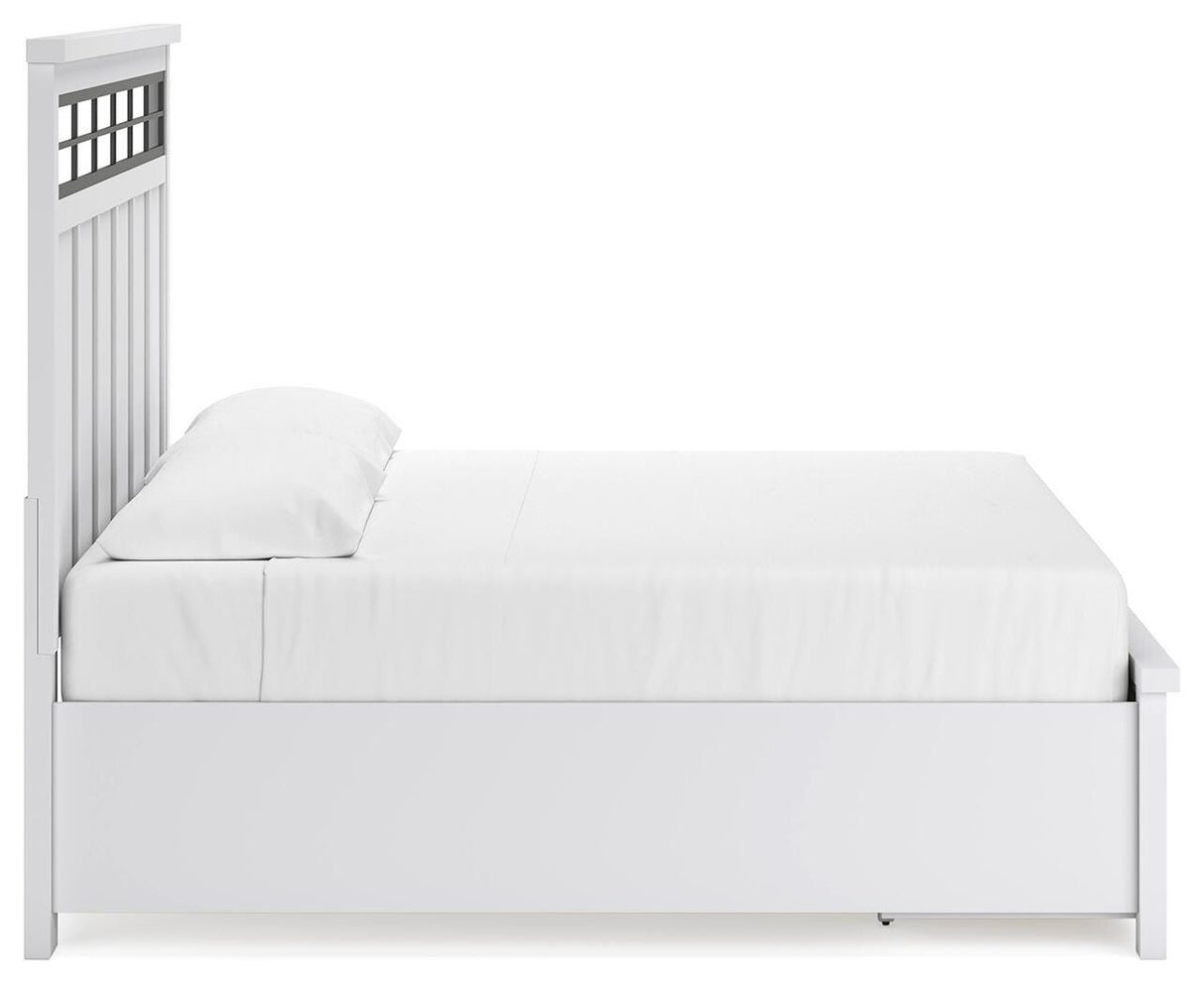 Ashbryn King Panel Storage Bed, Dresser and Mirror in White/Natural from Ashley - Luna Furniture