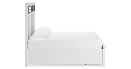 Ashbryn King Panel Storage Bed with Mirrored Dresser and Nightstand in White/Natural from Ashley - Luna Furniture