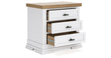 Ashbryn Queen Panel Storage Bed with Mirrored Dresser and Nightstand in White/Natural from Ashley - Luna Furniture