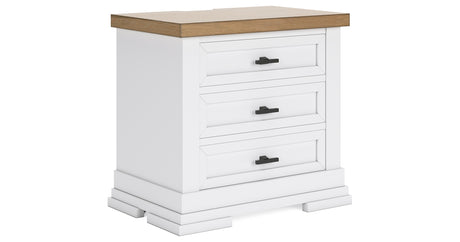 Ashbryn King Panel Storage Bed with Mirrored Dresser, Chest and Nightstand in White/Natural from Ashley - Luna Furniture