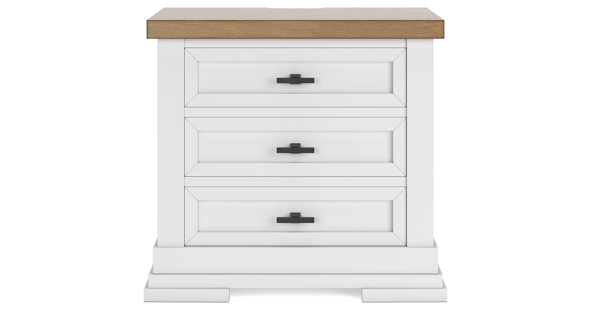 Ashbryn King Panel Storage Bed with Mirrored Dresser, Chest and 2 Nightstands in White/Natural from Ashley Furniture - Luna Furniture